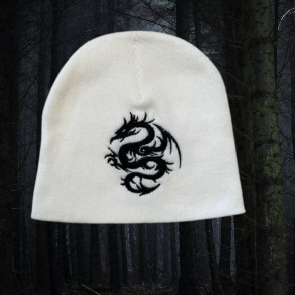 Beanie Hat Dragon Embroidered Beanie Hat Gothic Hat for Men Hat for Women - Picture 5 of 5